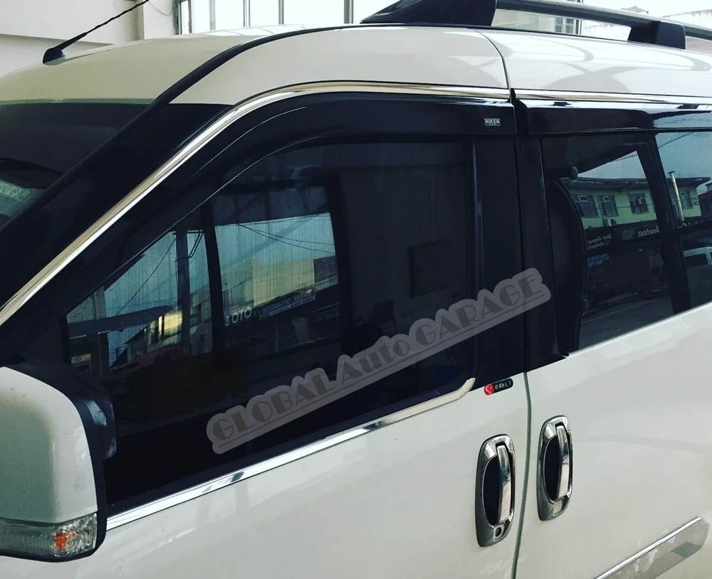 For FIAT DOBLO 2 Chrome Rain Wind Deflector 2010 2011 2012 2013 2014 2015 2016 2017 2018 2019 2020 2021 Sunshade Curtains Car