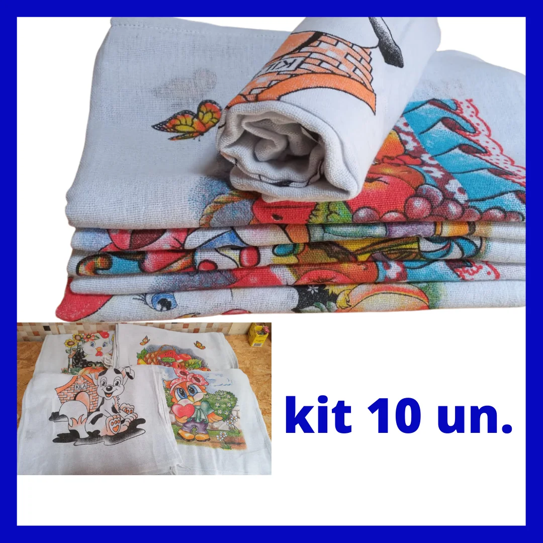 Kit 10 Wholesale Printed Dish Cloth Cup Cloth Size 33X60