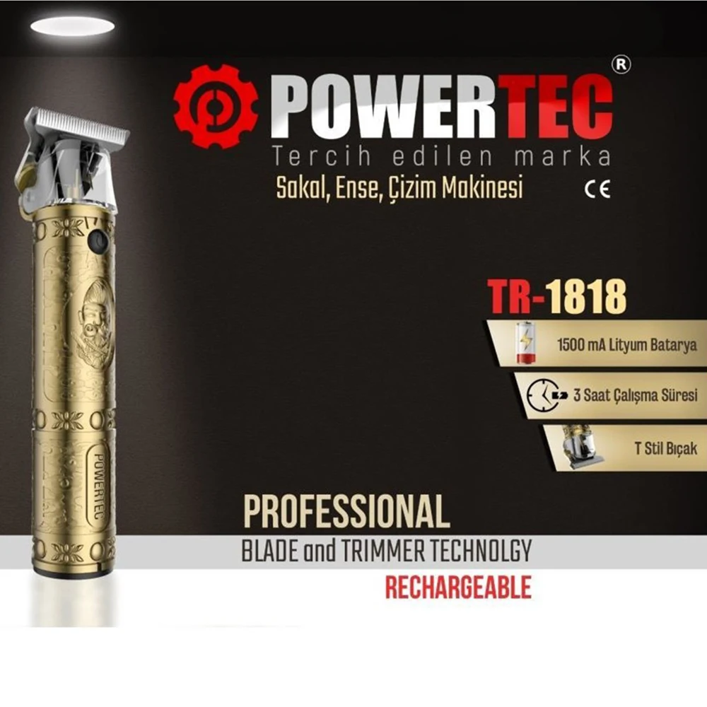 Powertec-afeitadora profesional para hombres, máquina de afeitar eléctrica, recortadora, barbero, maquina de cortar cabello