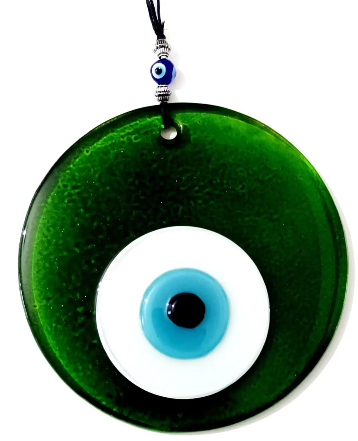 Transparent Green Handmade Evil Eye Beaded Glass Wall Decoration