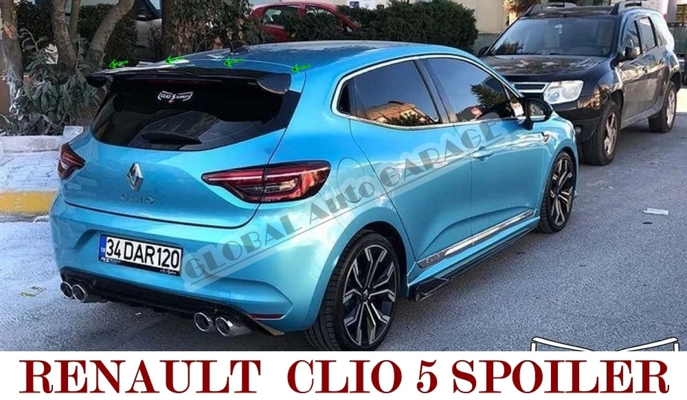 

Спойлер для Renault Clio 5 2019-2021, автомобильный аксессуар, универсальные спойлеры, автомобильная антенна, Стайлинг автомобиля, рассеиватели, разветвитель, черный