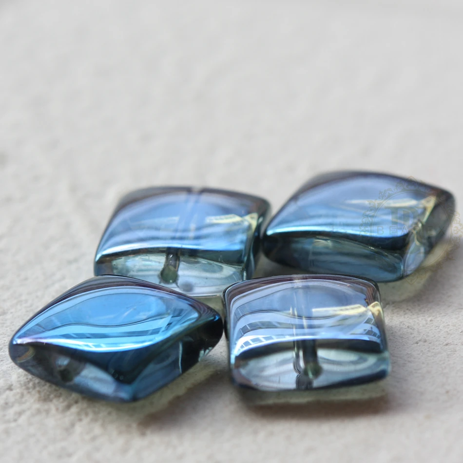 DIY Supply-20 Pieces Plated Crystal Glass Spacer Beads - Flat Square 12mm (G340)