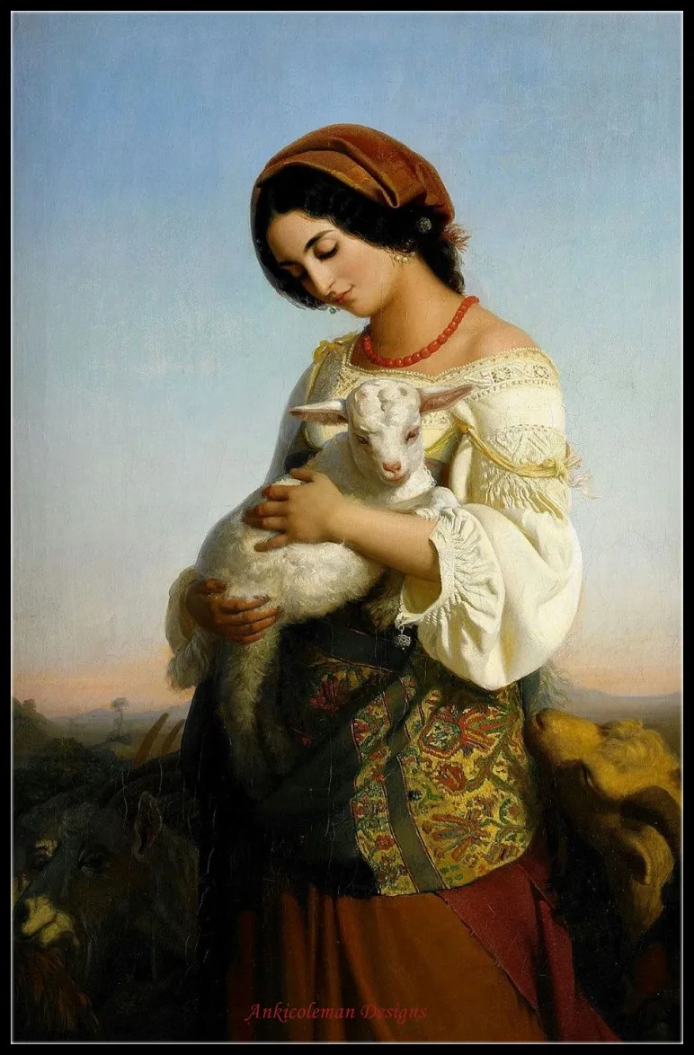 The Italian Shepherdess - Counted Cross Stitch Kits - DIY Handmade Needlework for Embroidery 14 ct Cross Stitch Sets DMC Color