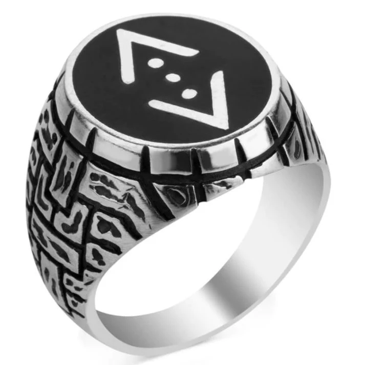 Shukur الحفرة logo Ring 925 Sterling Silver Jewelry Made in Turkey in a luxurious way for men with gift Guaranteed High-quality
