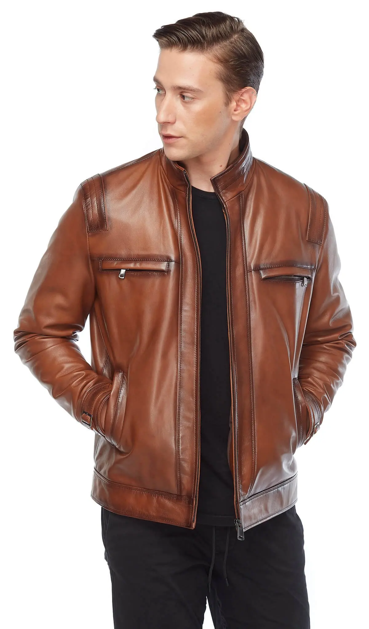 Antonio maschio vera pelle cappotti Tan Orjinal Lambskin autunno inverno 2022 Biker Slim Large Size VintageTürkiye