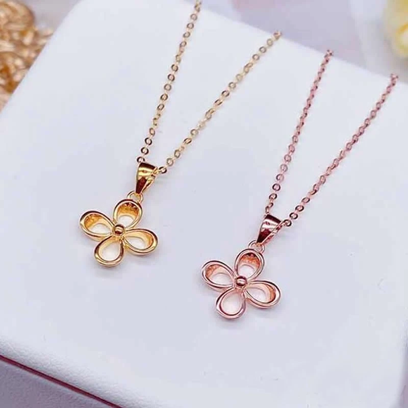 

Real 18K Rose Gold Pendant Women AU750 Gold Flower Necklace Pendant