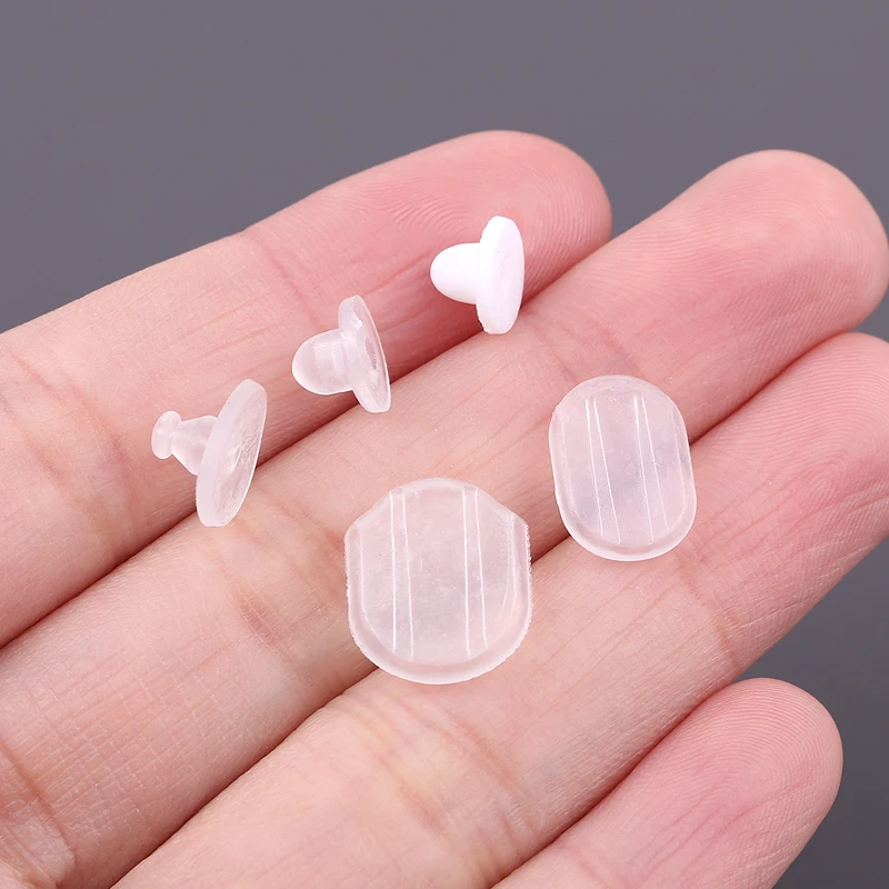 UNNAIER 10 Pieces Of Transparent White Silicone Pain Relief Hypoallergenic Frog Clip Special Accessories Earrings Making Supplie