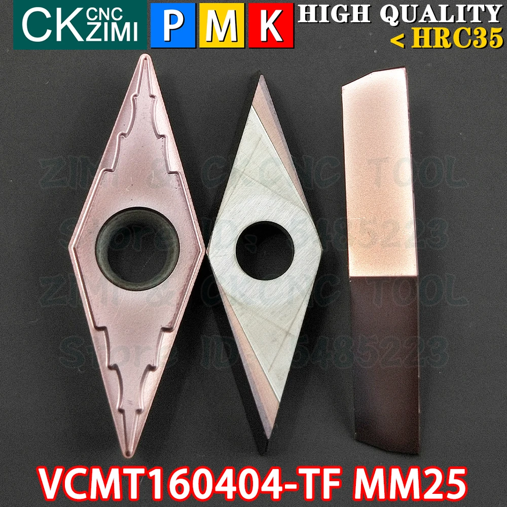 10PCS VCMT160404-TF MM25 VCMT 160404 TF MM25 Inserções de carboneto Ferramentas de pastilhas de torneamento externo TNMG CNC mecânico Torno de metal Ferramentas de corte para aço