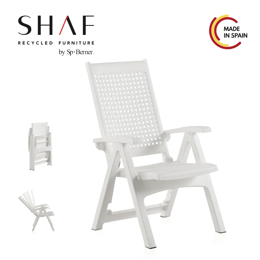 SHAF | Metal reclining multiposition saddle for garden, white terrace or pool, wengue and anthracite