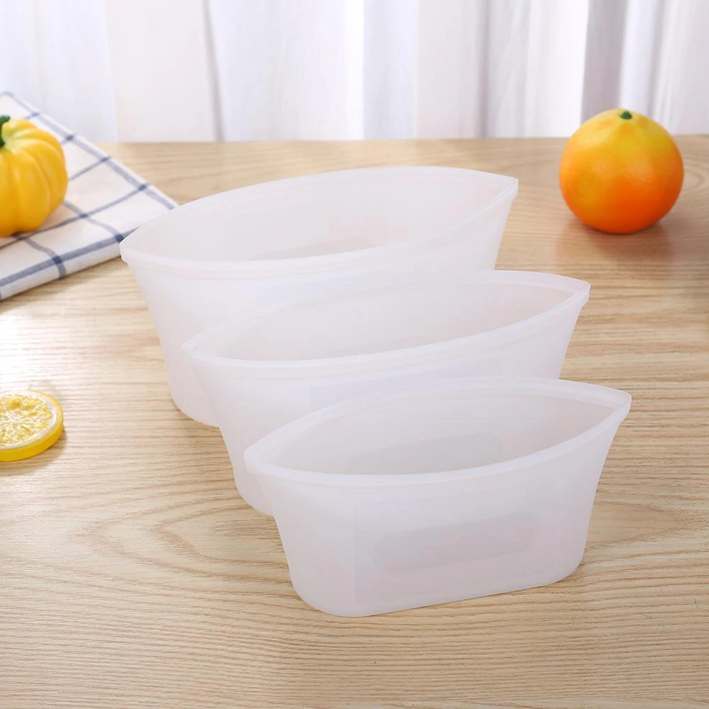 Food Storage Bag Reuseable Silicone Fresh-Keeping Sealing Food Container Bags Practical Space-Saving Refrigerator Food Organizer