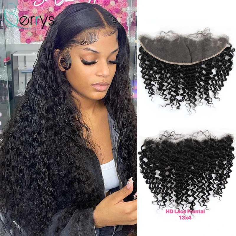 

Deep Wave 13x4 HD Lace Frontal Human Hair Lace Frontals Raw Brazilian Virgin Hair Pre Plucked Small Knots for Women