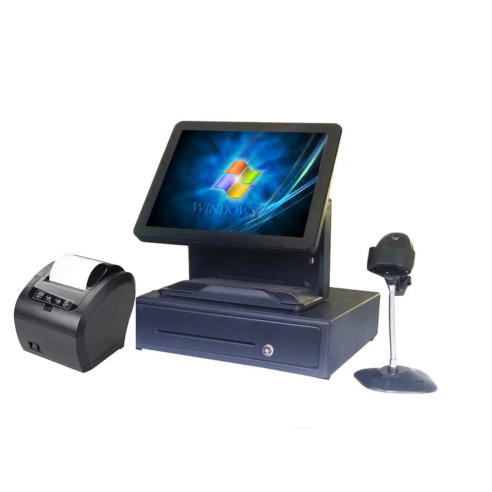 All in One Commercial POS Machine cheap black 15'' touch screen POS System 2G/32G Point of Sales ComPOSxb J1900