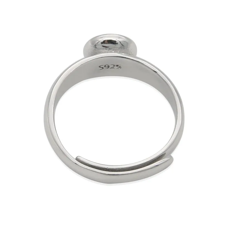 925 Sterling Silver Ring Base Setting 17mm Platinum Plated Adjustable Tray 7mm For Half Drilled Beads Unisex Women Men Gift