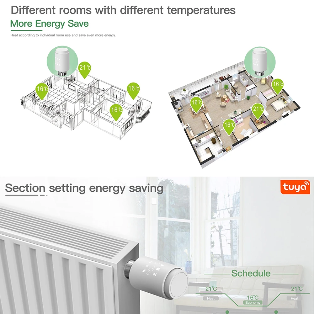 Qiumi Zigbee Thermostat Radiator Valve,Smart Temperature Control System,Temperature Heater,eTRV,Alexa,Google Home