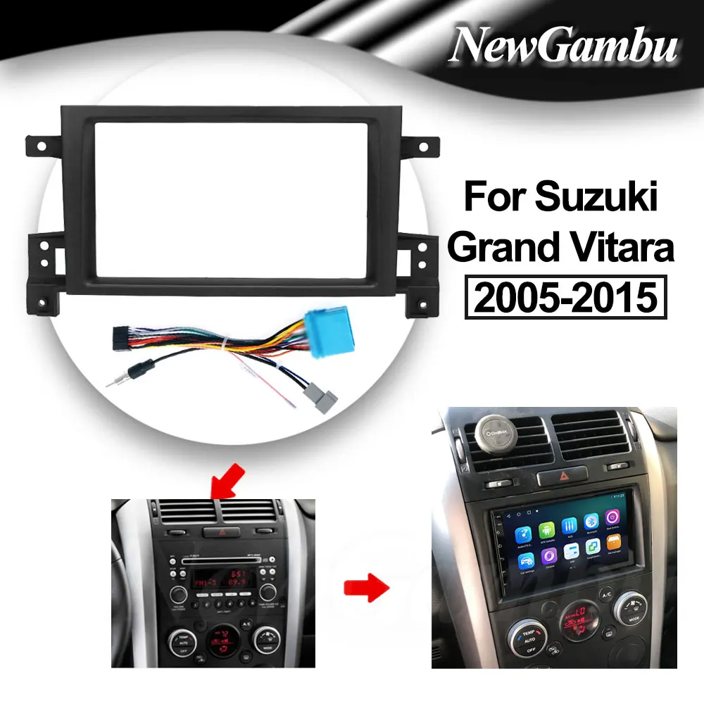 2 Din para Suzuki Grand Vitara 2005 2006 2007 -2015 marco o adaptador de Cable kit de ajuste de tablero Panel Facia reproductor de Radio pantalla ABS