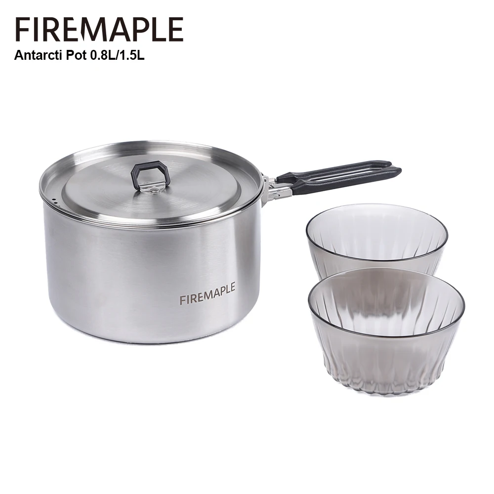 Fire Maple Camping Cookware Hiking Antarcti Stainless Steel Pot Outdoor Camp Cooking Set 0.8L-1.5L Compact Foldable Pots