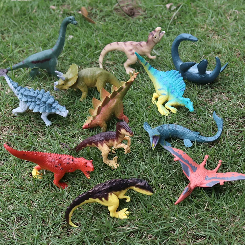 Oenux 12PCS Kleine Jurassic Dinosaurier Set Brinquedo T-Rex Velociraptor Spinosaurus Mosasaur Modell Action Figure Sammlung Kind Spielzeug – Detail 12