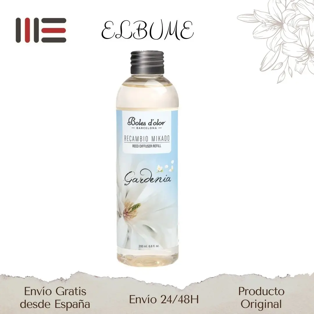 Boles D 'olor GARDENIA-Mikado replacement 200 ml. Perfumes from your home, we invite you to a journey through the senses with our mikado spare parts for you to fill as many times as you need.