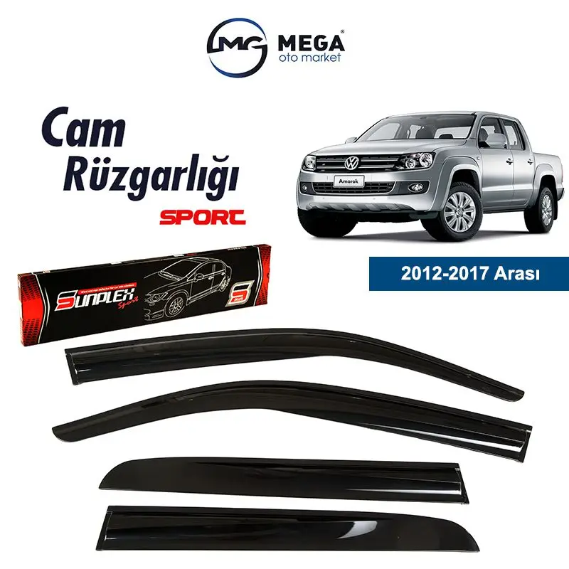 

Volkswagen Amarok (2012-2017) Sport Rain Window Visor Wind Deflector Piano Black 4 pcs Car Automobile Auto Accessories Ornament