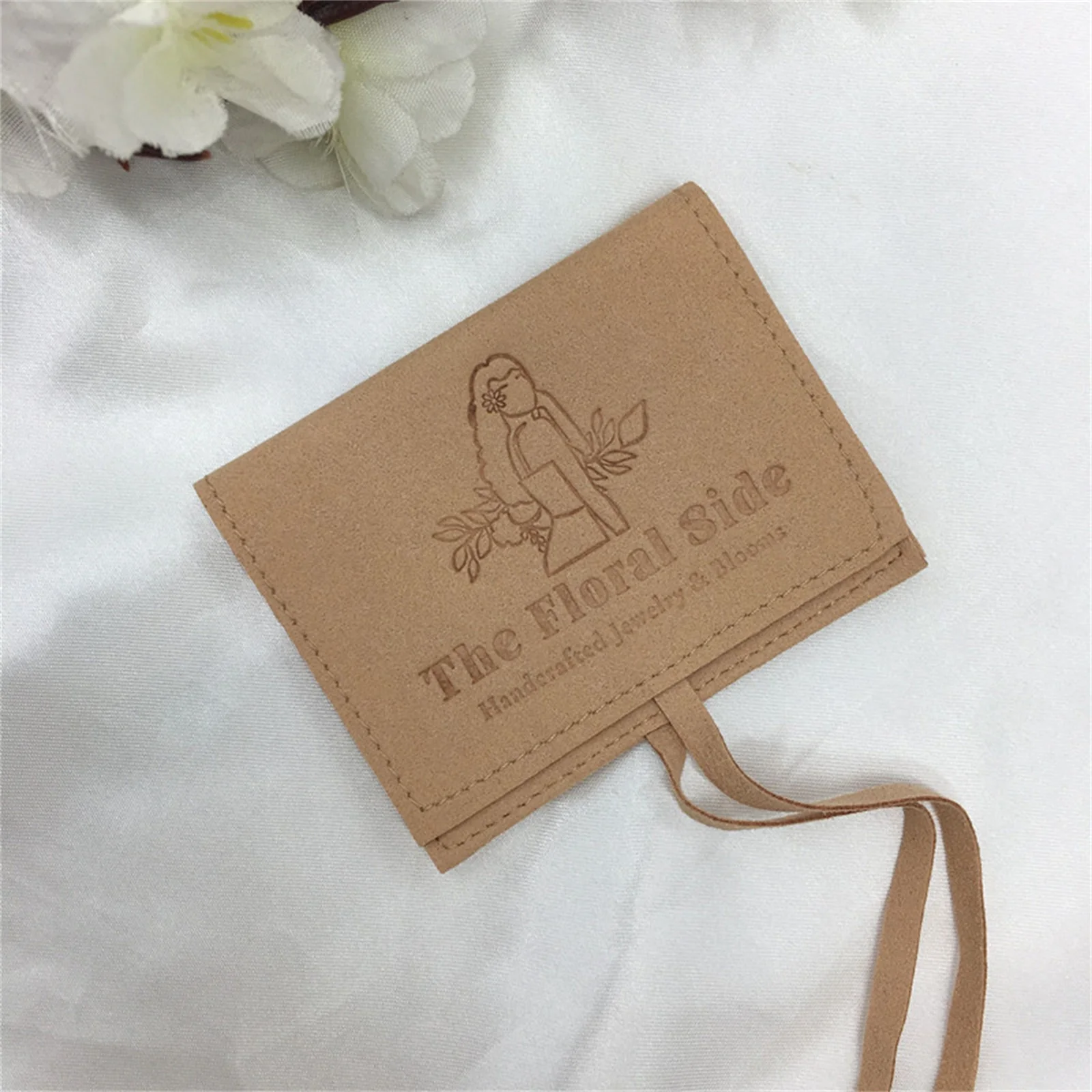 

50pcs brown or Khaki personalized jewelry packaging pouch custom logo envelope bag chic small envelope pouch mirofiber pouch bag