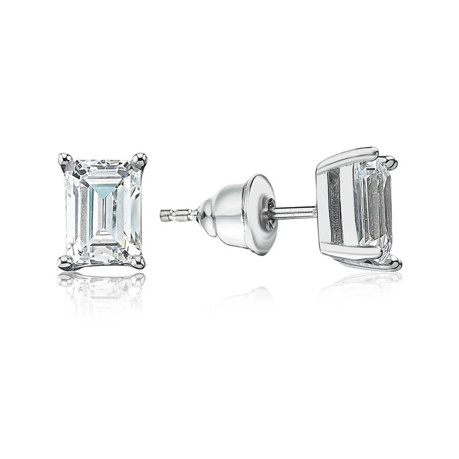 

Valori Jewels 2 Carat, Zirconia White Octagon Gemstone, Rhodium Plated, Solitaire Earrings