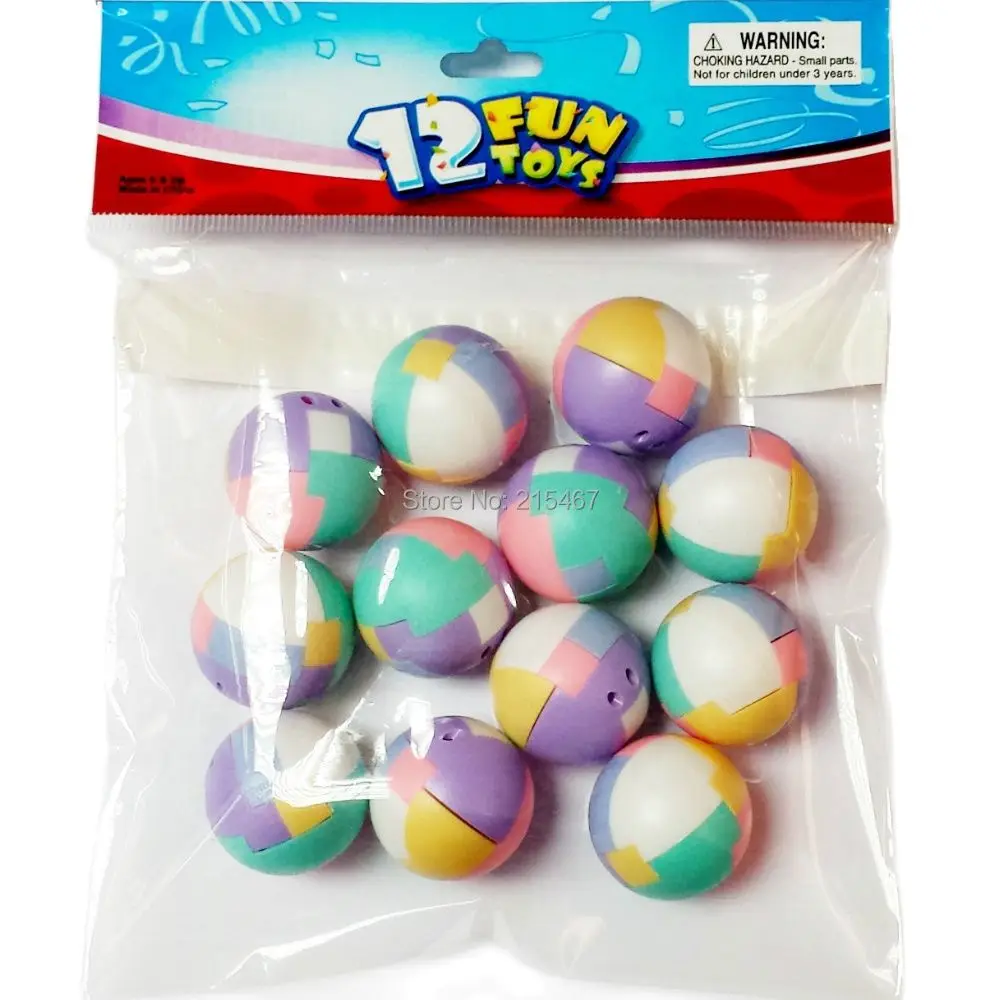 

12 Pcs Soft Color Fun PUZZLE BALL VENDING CAPSULE Kids Boys Girls Party Favor Game Toys Prize Gift Loot Gag Classroom Prize