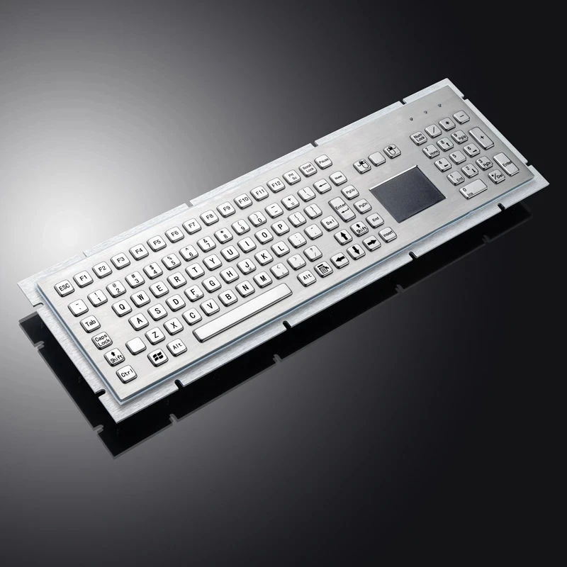 Quiosque de metal industrial tudo-em-um de 107 teclas teclado touchpad de aço inoxidável de tamanho completo com teclado numérico