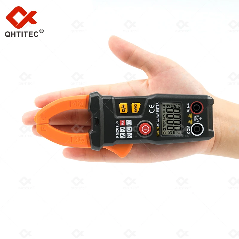 QHTITEC Clamp Meter PM2016S Digital Pliers Ammeter Mini Multimeter Measurable DC Voltage Resistance Frequency Electrician Tools