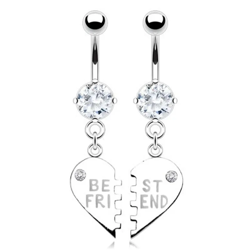 Best Friend Belly Button Piercing Ring 14Gsurgical Steel Fashion Best Friend Belly Piercing Ring Sexy Navel Piercing Dangle Gift