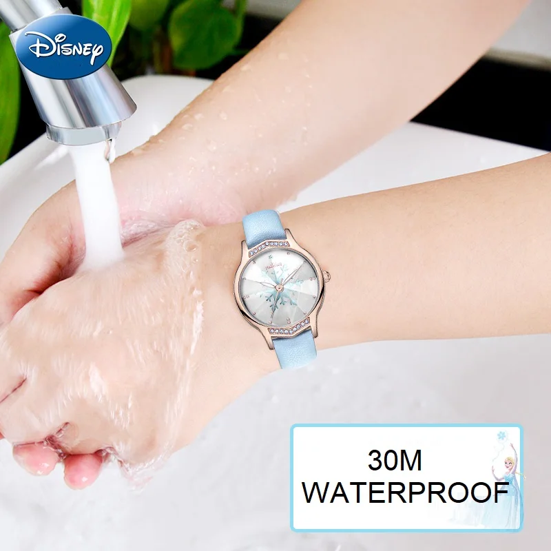 Disney For Women Watches Frozen Cartoon Quartz Wristwatch Rhinstone Scale Luminous Hand Waterproof Girl Youth Student Lady Clock