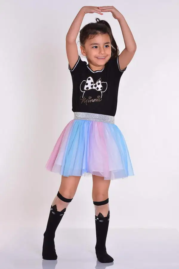 Idilfashion Cat Tulle Children Lower Stocking-Black (3'LÜ PACKAGE)