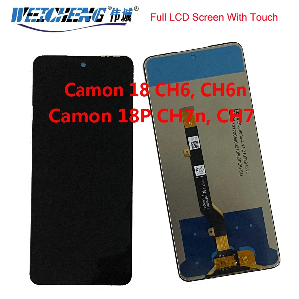 Full LCD For Tecno Camon 18P lcd 18 P CH7n CH7 LCD Display Touch Screen Assembly For Tecno Camon 18 CH6 CH6n LCD Parts