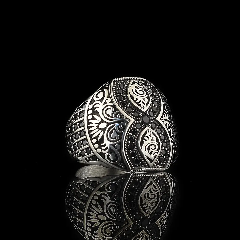 

MEN 'S 925 Sterling Silver Ring, Pattern, Men 'S Gift Jewelry, Custom Design, Handmade, madfe in Turkey Fashion Accessory Tumbled Model