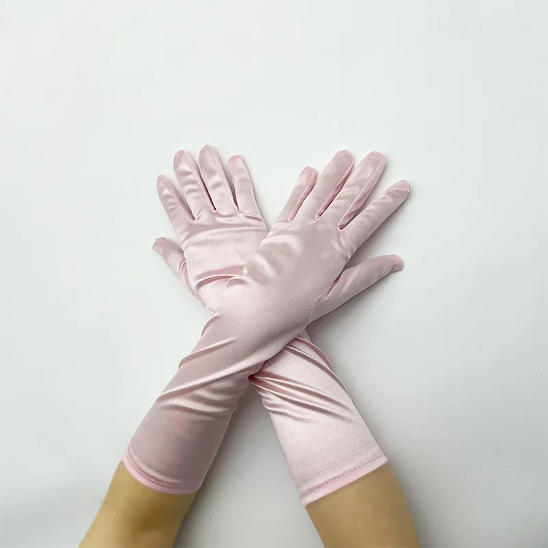 Gants de soirée en Satin bleu, élégants, pour femmes, Protection solaire, pour bal de promo, pour mariée, vert, rose, nouvelle collection