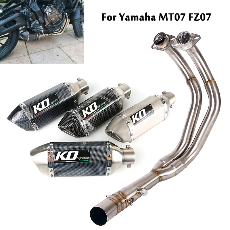 

For Yamaha MT-07 FZ07 Motorcycle Full Exhaust System Modified Front Header Link Pipe Escape Muffler Baffles Tips DB Killer Slip