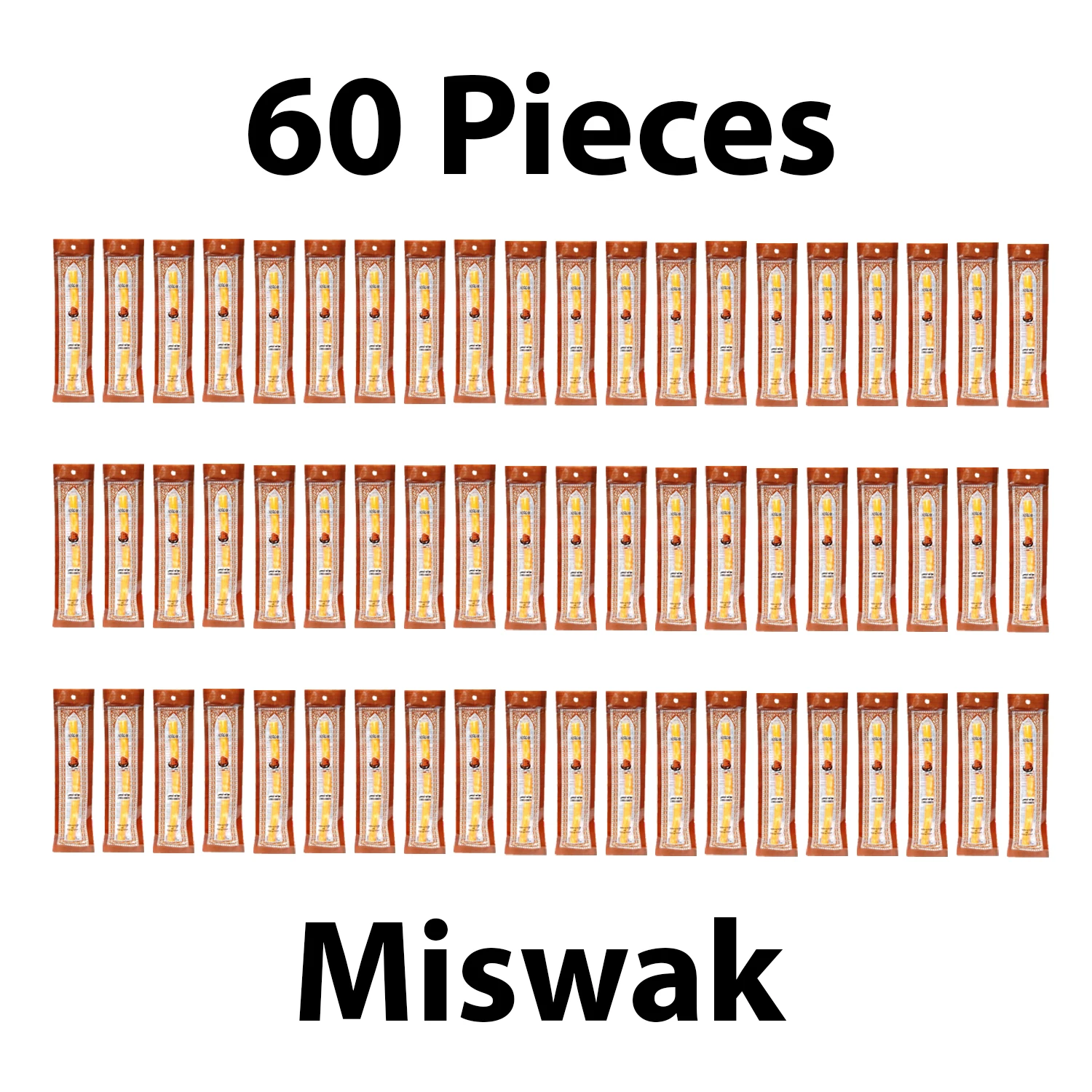 Set of 60 Pieces Miswak Sewak Chew Stick Fresh Natural Tootbrush Misvak Arak Siwak Miswaak Vegan Teeth Cleaner Travel Soft Peelu