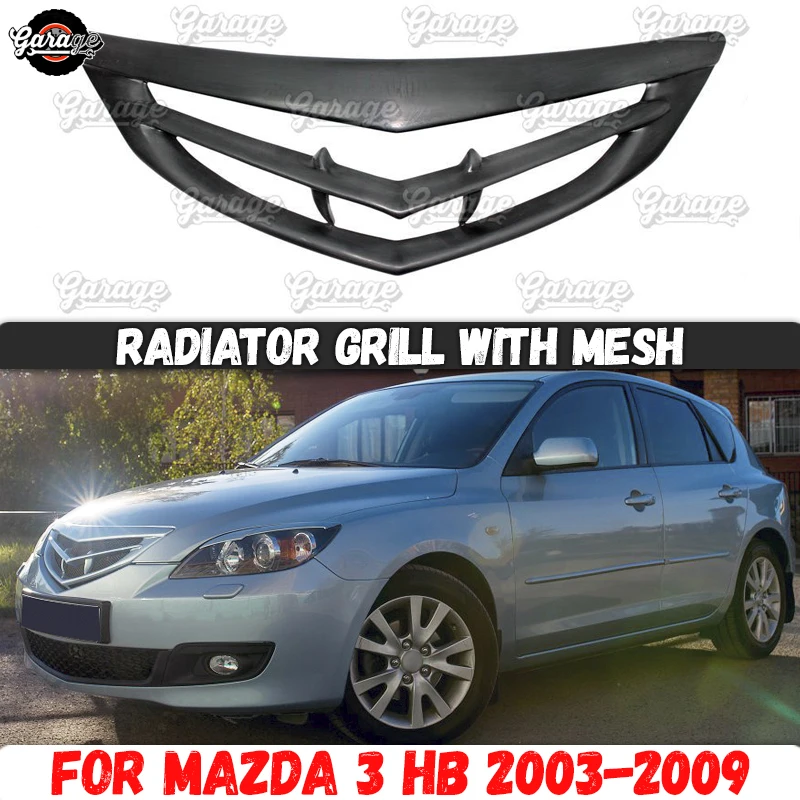 

Radiator grille case for Mazda 3 HB BK 2003-2009 strips style ABS plastic accessories protective body kit car styling tuning