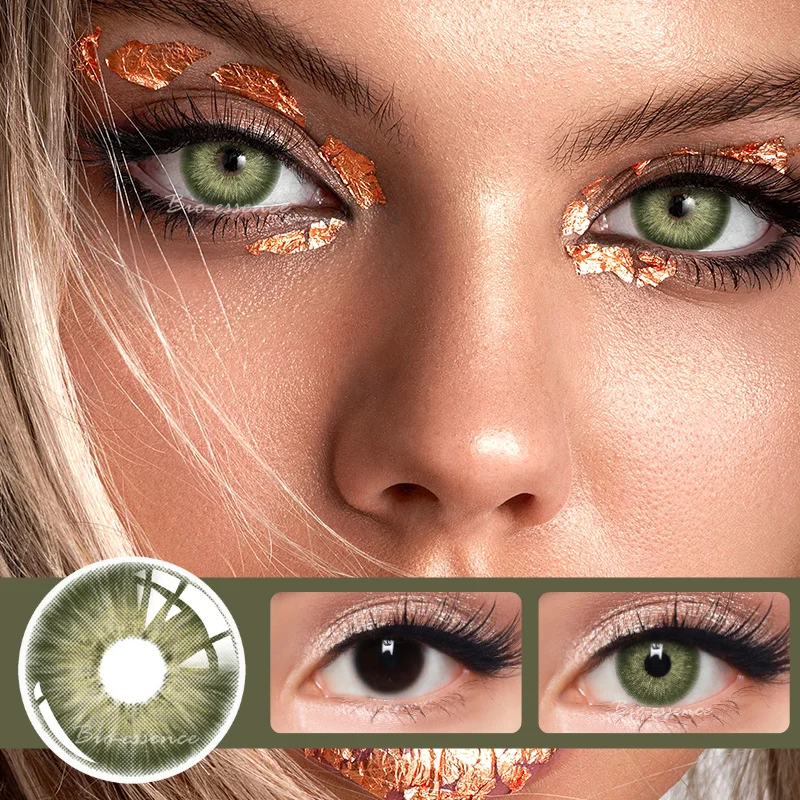 Nova bio-essência 1 par de lentes de contato coloridas para olhos lentes marrons naturais beleza monet lente lentes azuis cinza contato para os olhos
