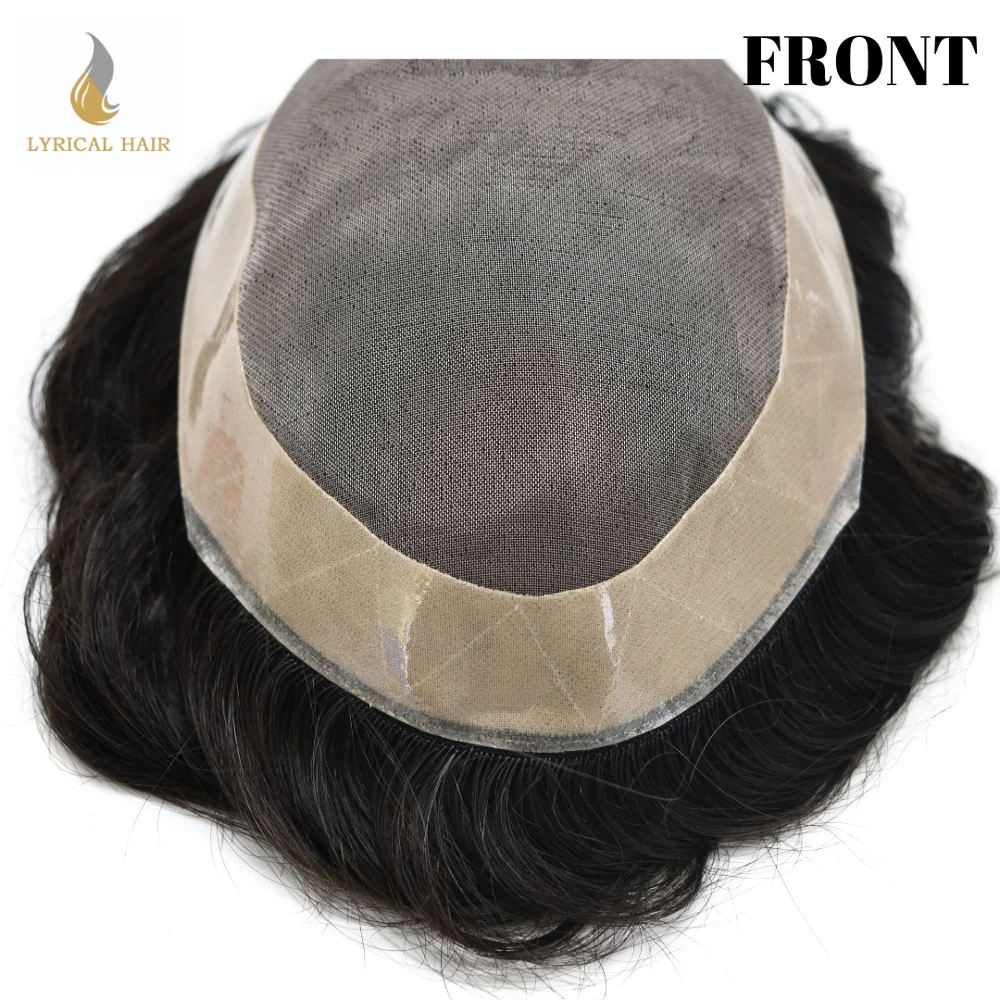 Fine Mono Toupee 남성용 폴리 코팅 인모 시스템, 남성용 헤어 보형물, 고밀도 헤어피스, ALI2, 1 인치