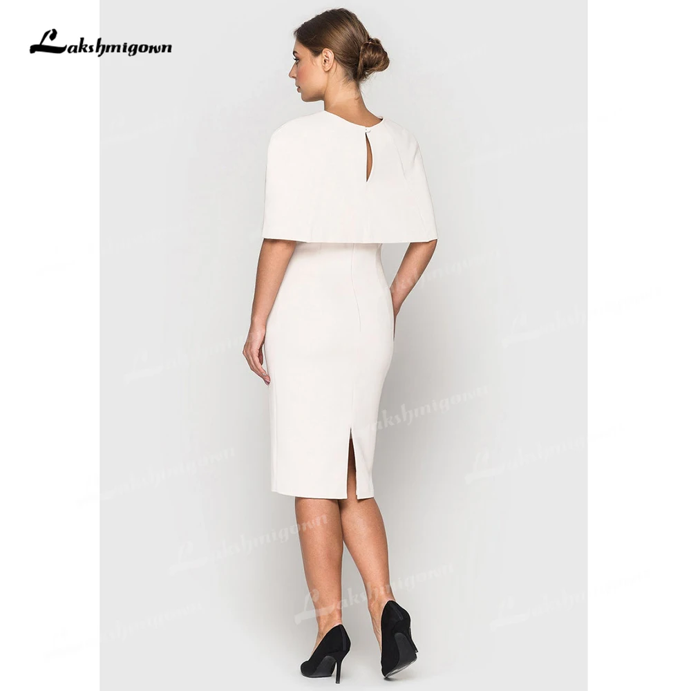 Vestidos sencillos de talla grande para madre de la novia, vestido de tubo blanco con capa, Midi, elegantes, para invitados de boda