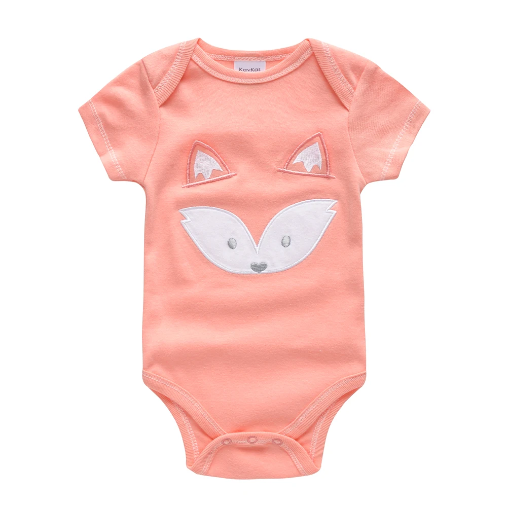 Kavkas 2Pcs/Lot Spring Baby Girls Clothes Pink Fox Printing Cotton Jumpsuit Kids Clothing Bodysuit For Newborn