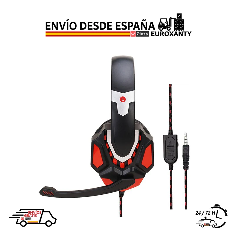 EUROXANTY®| Gaming headphones | Wired headphones and microphone | Stereo | Music headphones | PS3, PC, XBOX | Plaza Spain