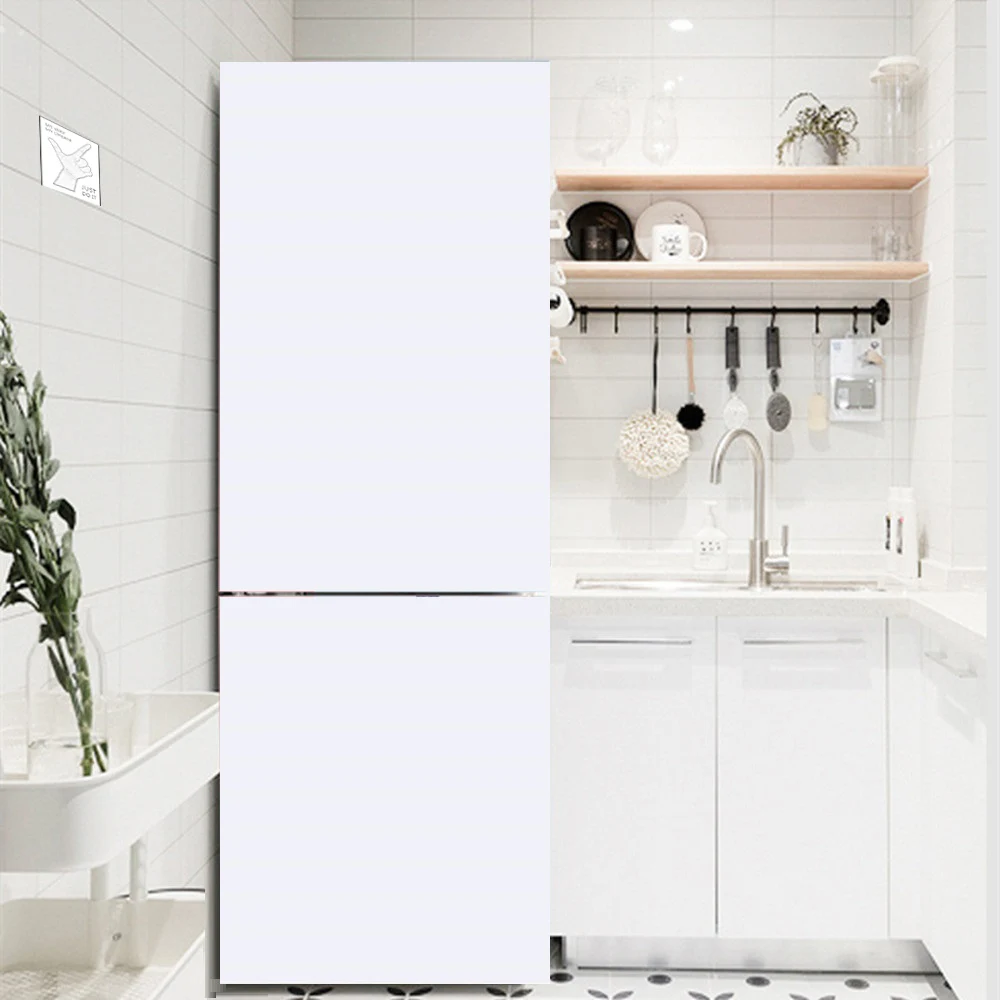 White Flower Refrigerator Decorative Sticker Self Adhesive Waterproof Kitchen Decoration Wallpaper Fridge Door Cover Mural Decal