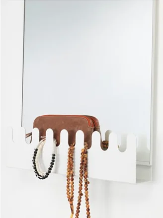 Garnes door mirror with hooks and shelf, color white (Ikea