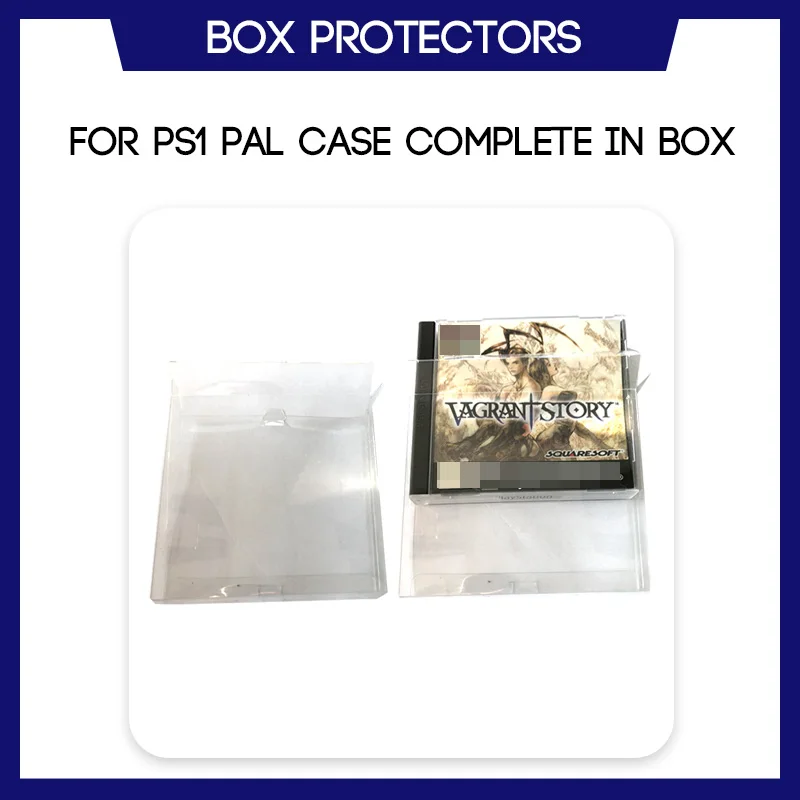 Protector de caja para PS1 PAL, funda de plástico transparente personalizada para juego CIB