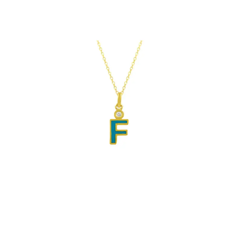 14K Solid Gold Initial Custom E Letter Id Necklace