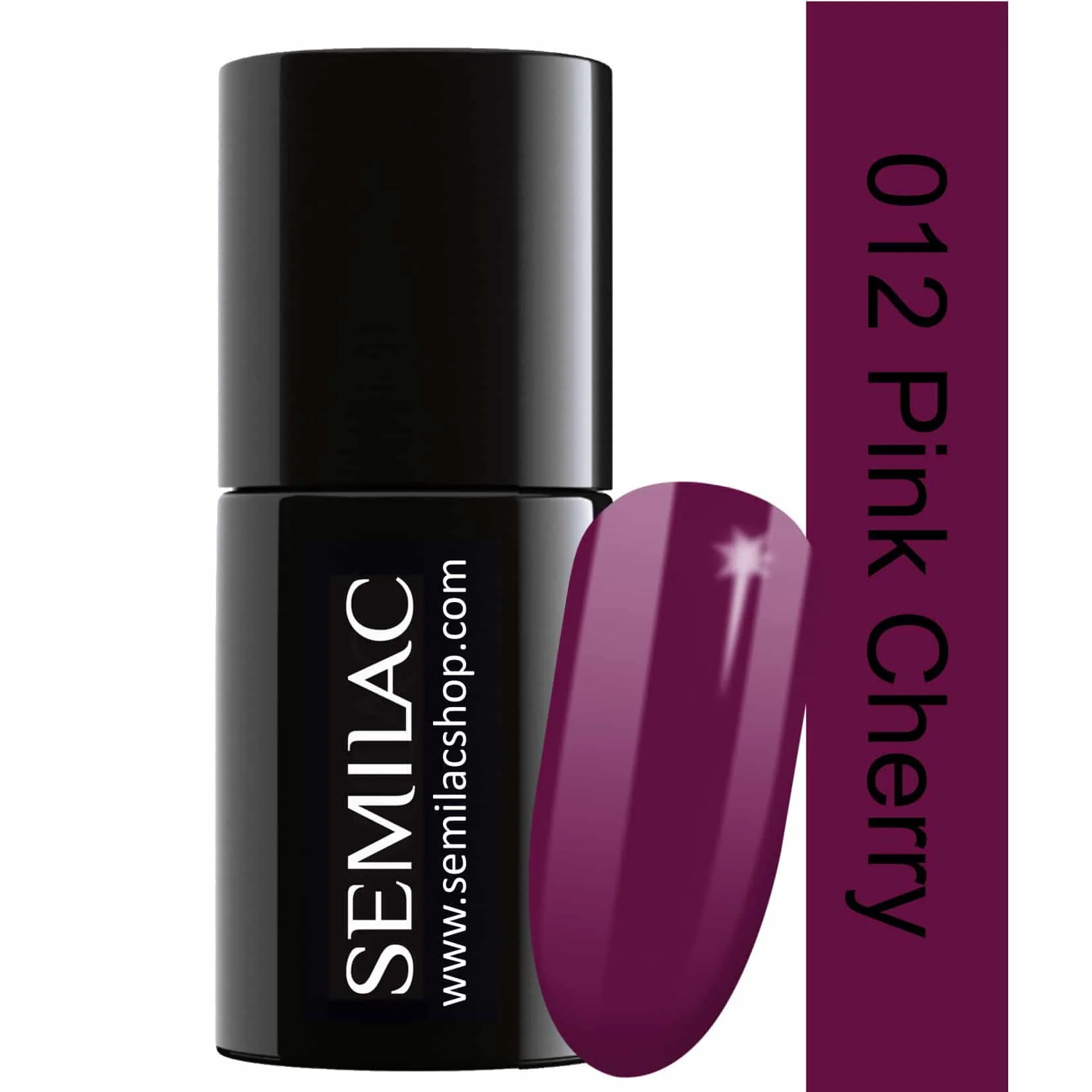 Semilac Pink Cherry 012 semi-permanent coverage, UV hybrid nail polish texture Gel