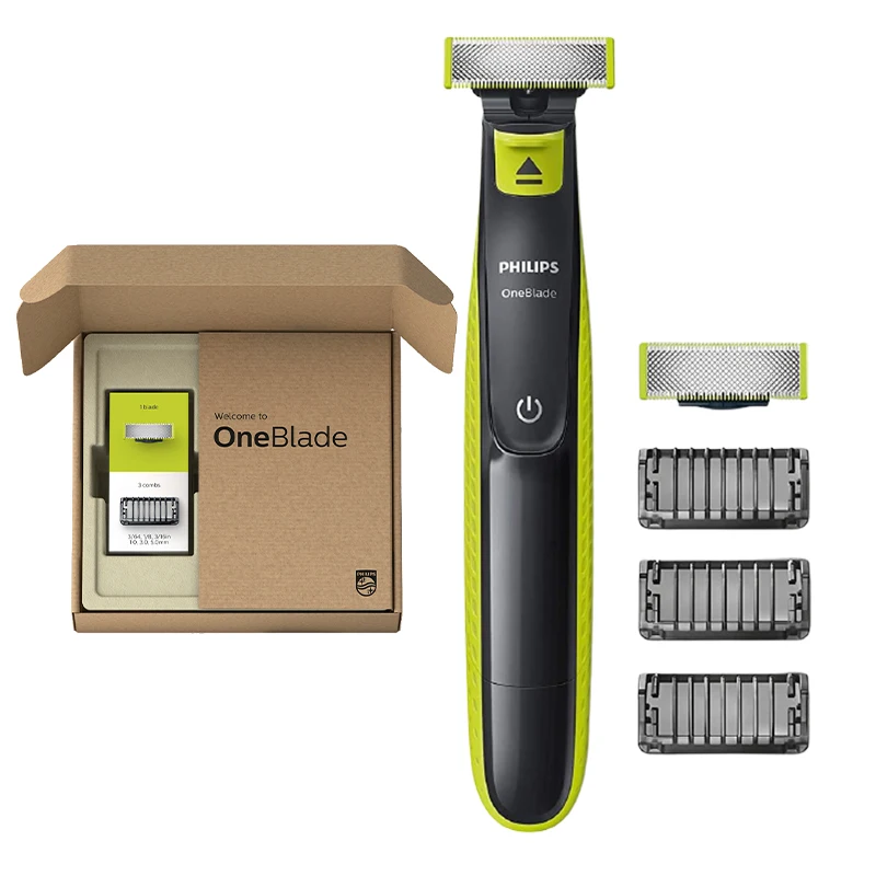 Оригинальная Бритва Philips OneBlade QP2520/30, электрическая бритва, перезаряжаемая, гибридная, триммер и бритва, водонепроницаемая, моющаяся, съемная