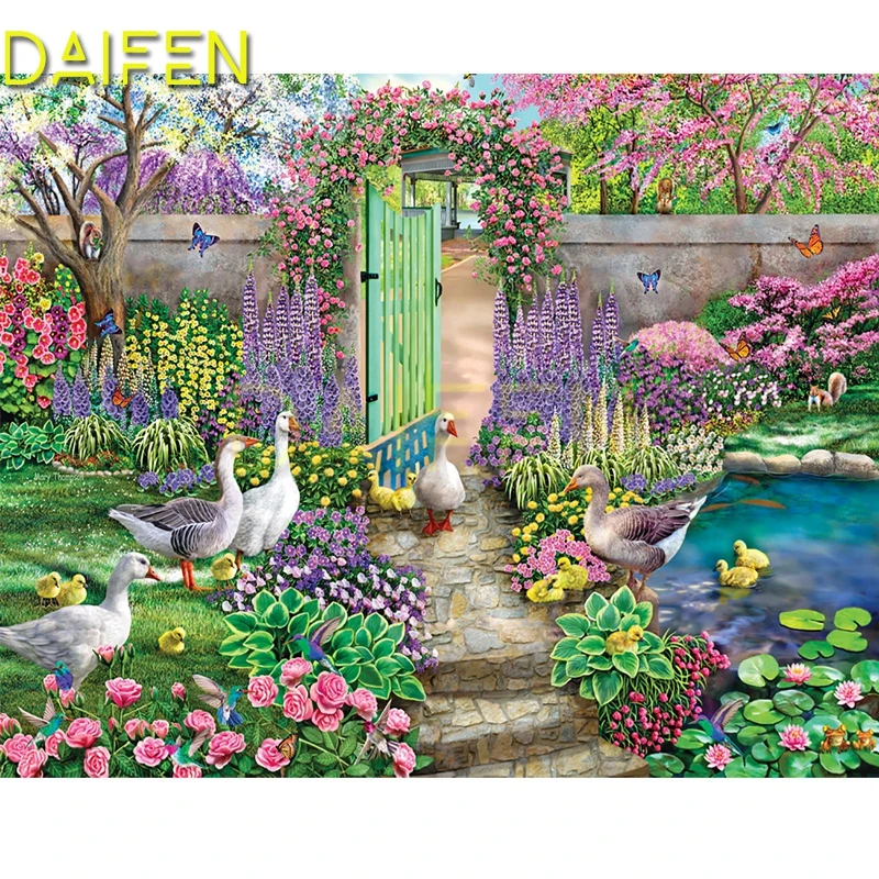 Full Round Diamond mosaic Duck lotus Full Square Diamond embroidery Cross stitch Garden rose hyacinth DIY  Diamond painting swan