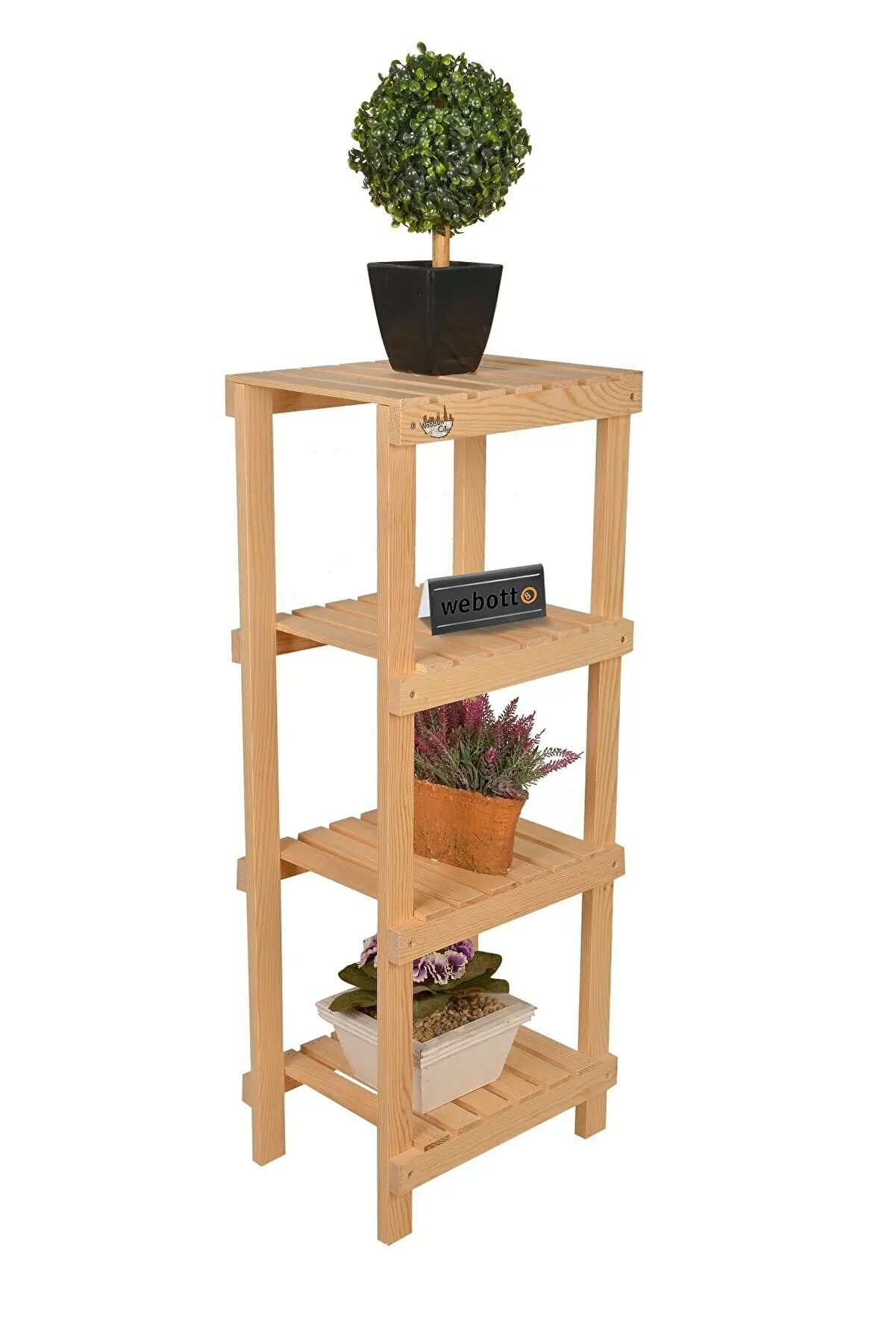 Wooden 4-Tier Bathroom Shelf Towel Holder Natural solid wood 4-shelf bathroom organizer shelf cabinet